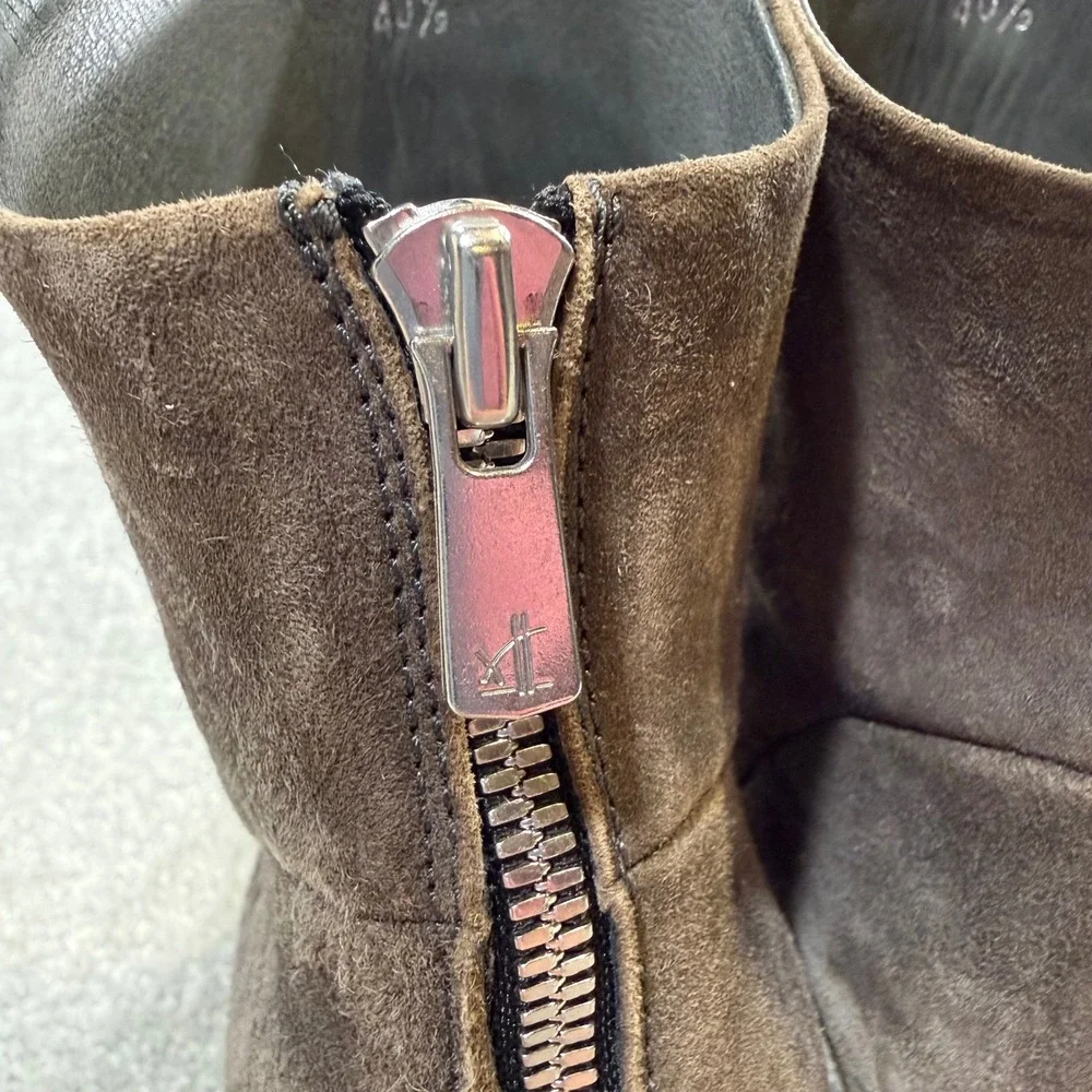 Officine Creative Suede Ankle Boots Taupe Gray Western Pointed Toe EU 40.5 Italy